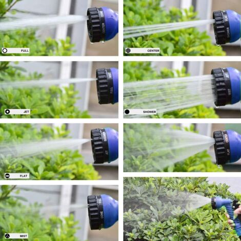 Tubo da giardino estensibile da 50 piedi con pistola a spruzzo a 7 funzioni con raccordi in ottone per irrigazione del giardino, lavaggio auto
