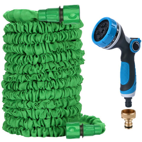 Tubo da giardino estensibile da 7,5 m (25 piedi) con pistola a spruzzo multimodale - Kit completo (blu)-lsw