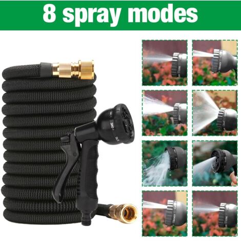 Tubo da giardino estensibile, tubo da giardino flessibile da 15 m/50 piedi, tubo dell'acqua estensibile, con 8 modalità, per annaffiare, pulire, irrigare, lavare l'auto