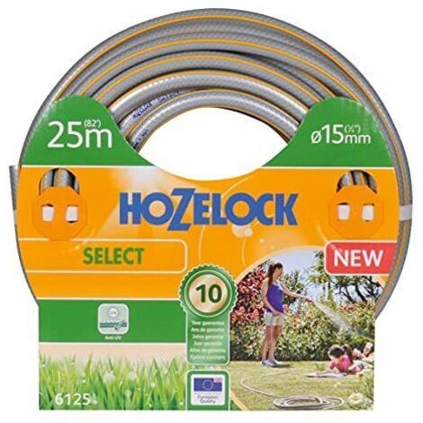 Tubo da giardino Hozelock Select anti UV grigio giallo strisce 3D 15mm 25m HOZELOCK