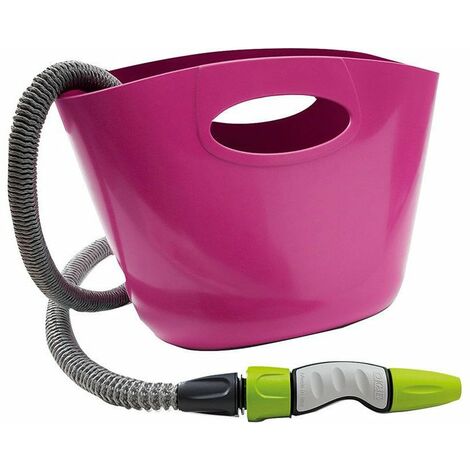 Tubo d'annaffiatura 5-15m Aquapop fucsia con sacchetto di stoccaggio