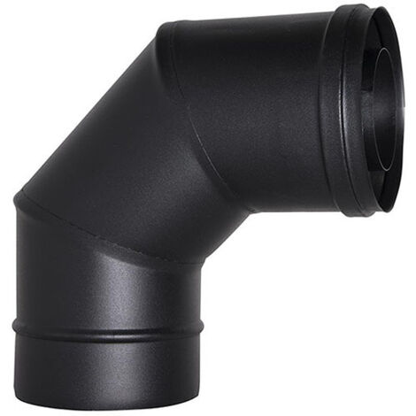 Tubo de chimenea coaxial curva de 90° diámetro 80/125 negro CE en acero 316 para estufa de pellet Hecho en Italia UNI 1856/2