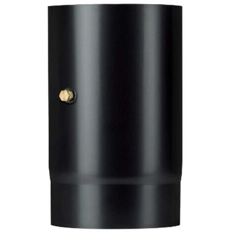Tubo de chimenea de 0,25 m con toma de humos DN 120 esmaltado negro para estufa de leña, resistente a 600 grados, CE, fabricado en Italia