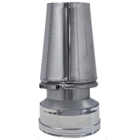Tubo de chimenea de pared doble aislado de acero inoxidable con sombrero cónico terminal dn 100/150
