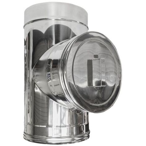 Tubo de chimenea doble aislado de pared de acero inoxidable, elemento de inspección, DN 350/400