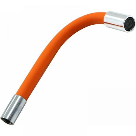 Tubo de extensión universal para grifo de 20 cm - Regulador de rociado flexible - Manguera de silicona flexible y duradera, color naranja