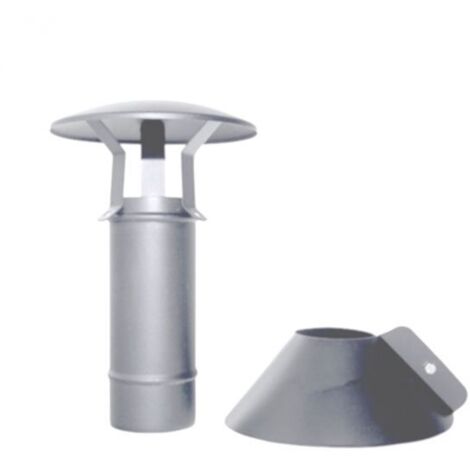 Tubo de humos coaxial de acero inoxidable D. 80/130, terminal vertical para estufa de pellets CE, Made in Italy