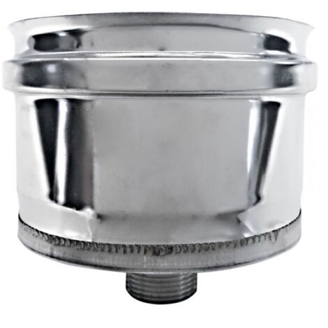 Tubo de humos de pared doble aislado de acero inoxidable con tapón para recoger condensación DN 150/200