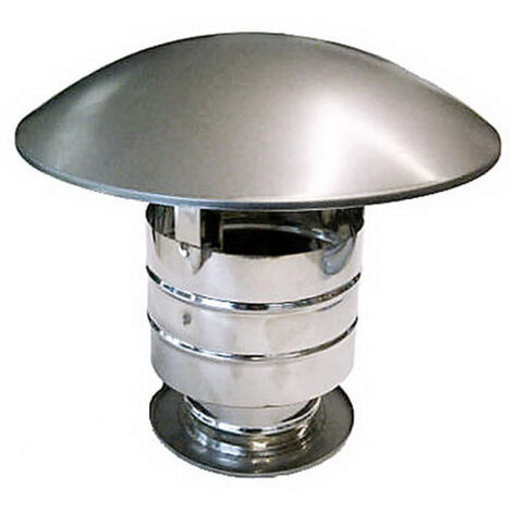 Tubo de humos de pared doble aislado de acero inoxidable con terminal de sombrero chino antiviento DN 300/350