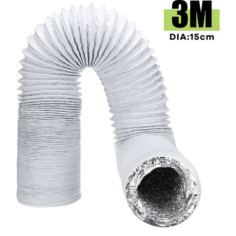 Tubo de ventilación de escape Flexible de 3M x 15cm para aire acondicionado 15x300CM (PVC con tubo de aluminio)