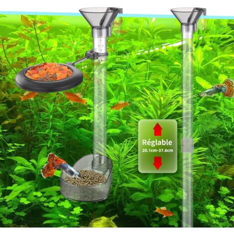 Tubo di alimentazione assemblato, tubo di alimentazione per acquario, due posizioni di alimentazione per pesci superiori e inferiori (20-37 cm)