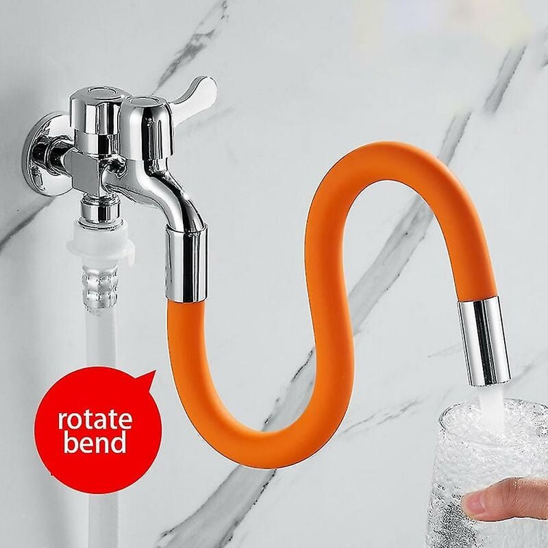 Tubo di prolunga del gadget del rubinetto dell'acqua regolabile a 360 gradi con prolunga arancione