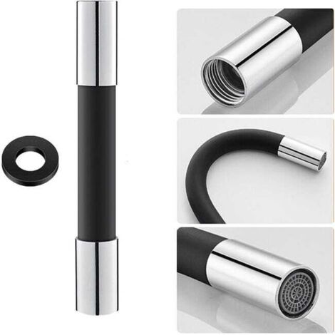 Tubo di prolunga flessibile per rubinetto in silicone a 360° con guarnizione di tenuta, nero, 20 cm