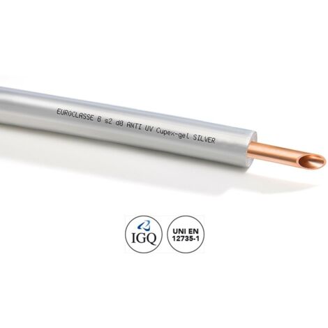 Tubo di rame CUPEX GEL SILVER ø5/8" x 1 (d. 15,87 mm) rivestito da guaina. Spessore rivestimento 9 mm. Per climatizzazione. (prezzo a metro - minimo acquistabile 50 metri e multipli)