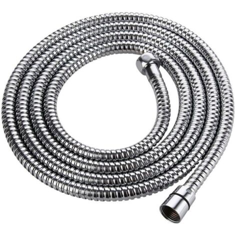 Tubo doccia da 2 m, tubo doccia antitorsione in acciaio inox, finitura cromata, accessori per la doccia, tubo sanitario universale per il bagno.