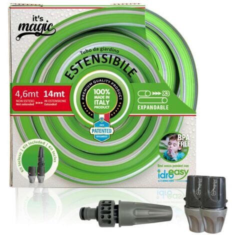 Tubo Estensibile Verde 14m - Kit Idroeasy - Leggero e Resistente - Irrigazione Giardino