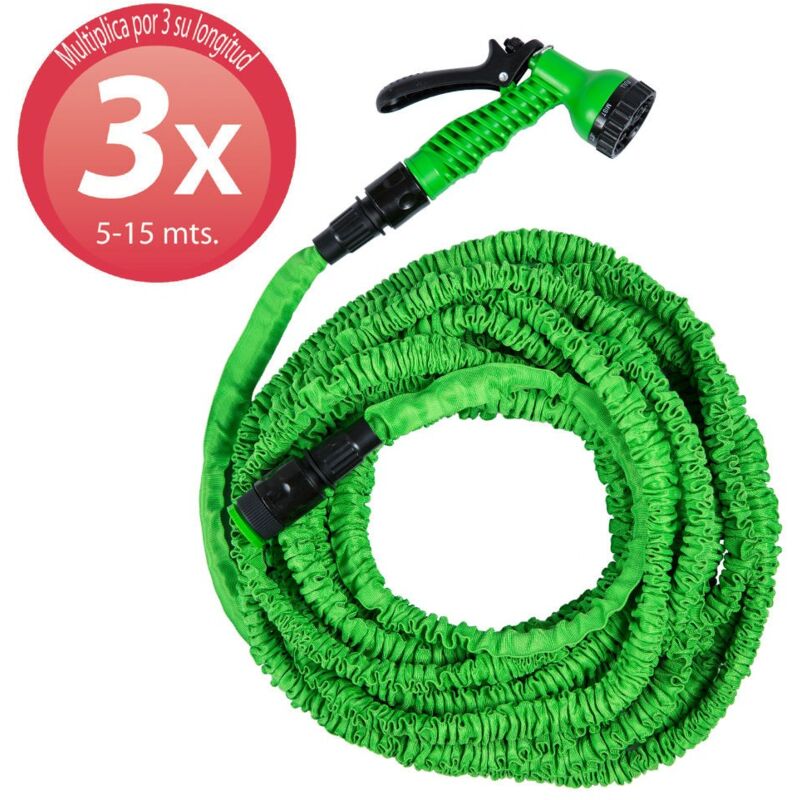 

Manguera extensible riego 5 a 15 metros con pistola de 7 posiciones