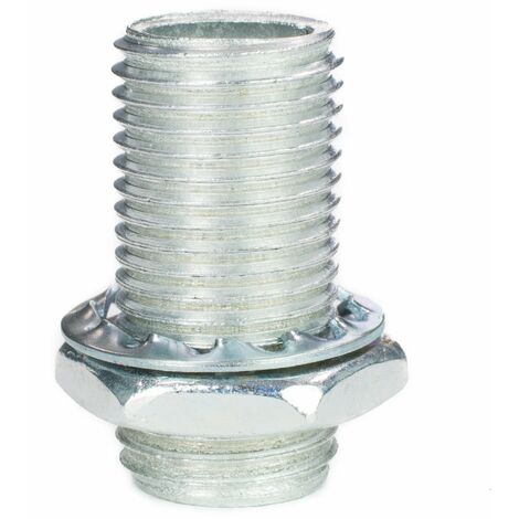 Tubo filettato M10 x 1, lunghezza 20 mm, zincato, con dado esagonale e disco di sicurezza, 10 pezzi