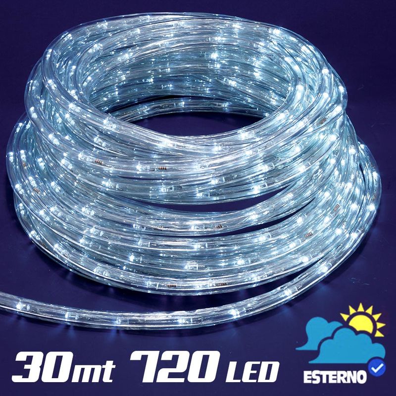 Image of Tubo Luminoso 30 metri LED Bianco Freddo 720 Luci per interno e per Esterno