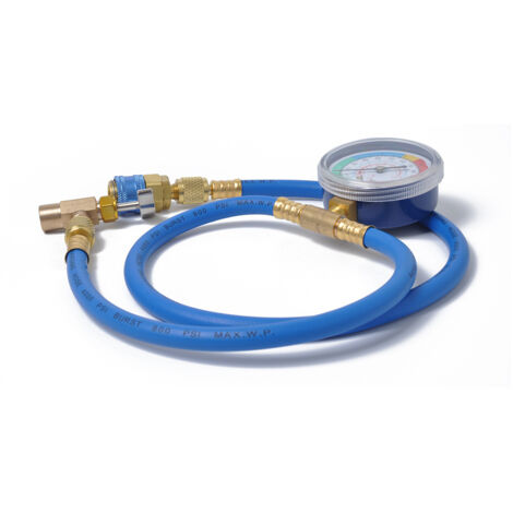 Tubo flessibile di carica del refrigerante AC R134A, con rubinetto per bombola R134A e attacco rapido lato basso R134A, tubo flessibile di carica R134A con manometro