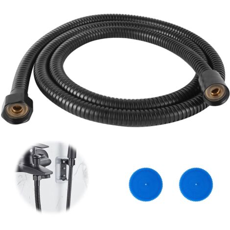 Tubo flessibile doccia in acciaio inox 1,5 m, nero, tubo flessibile doccia con doppia protezione antipiega, adatto a tutti i tubi flessibili doccia universali grazie all'attacco standard da 1/2", anti