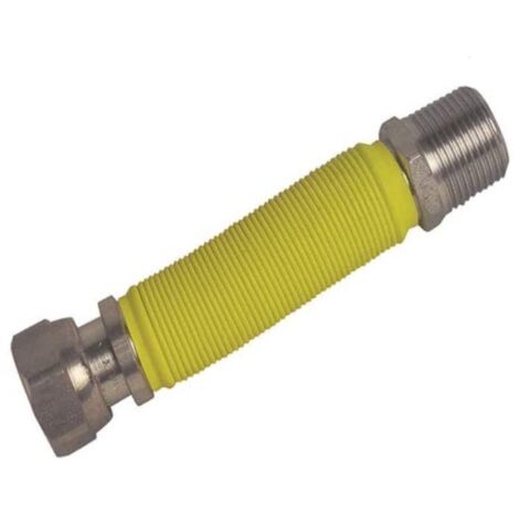TUBO FLESSIBILE ED ESTENSIBILE PER GAS 210MM - RACCORDO 3/4 - IN ACCIAIO INOX - COLORE GIALLO