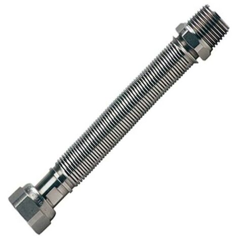 TUBO FLESSIBILE ESTENSIBILE ACQUA 100/200MM - PER CALDAIA/SCALDABAGNO - RACCORDO 1/2 - IN ACCIAIO INOX