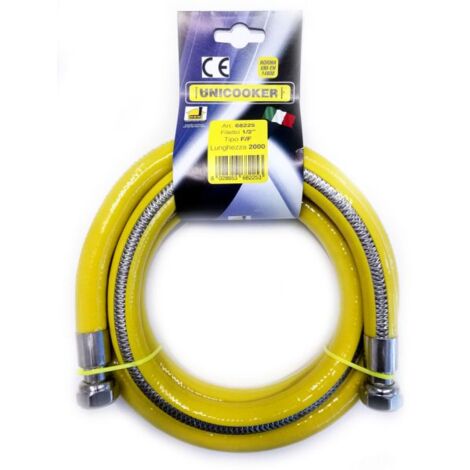 Tubo flessibile gas cucina 2 mt 1/2" EN 14800 UNICOOKER F/F CE EN 14800 L 200 cm