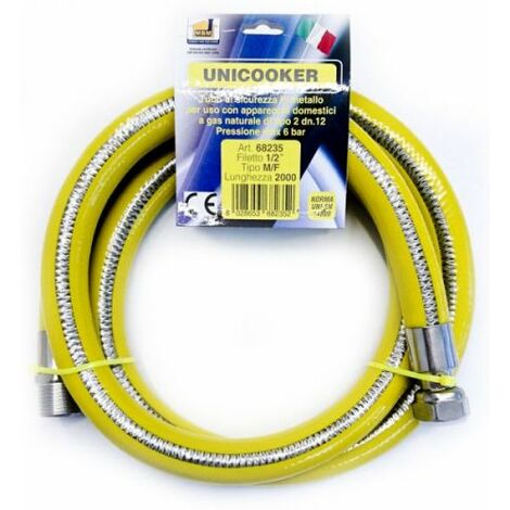 Tubo flessibile gas estensibile INOX 3/4'' 100 / 200 mm giallo inox norma  UNI 11353