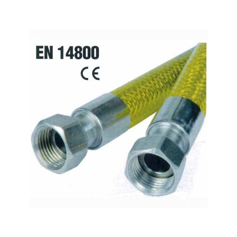Tubo Flessibile Per Gas NF G1/2 1,5 Metri - Elastomero Rinforzato, Validità 10 Anni, Prodotto In Francia