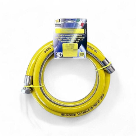Tubo flessibile gas in acciaio con guaina di protezione in pvc gialla M/F per cucina - 100 cm