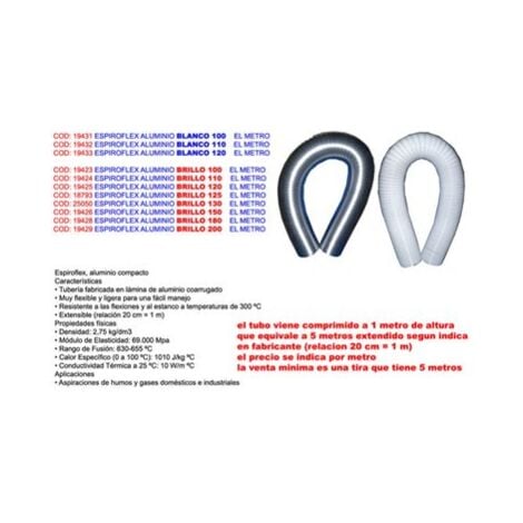 Tubo Flessibile in Alluminio per Estrazione Fumi Brillanti 180° al Metro