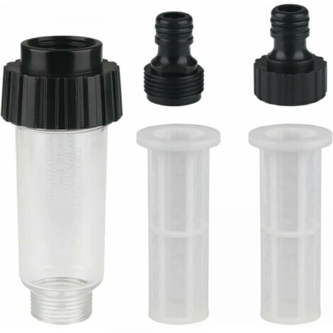 Tubo flessibile per acqua per pulitore pompa da giardino con filtro e attacco acqua da 3/4, 2 attacchi, 2 filtri, adatto per pompa da giardino per pulitore ad alta pressione