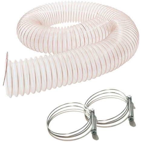 Tubo flessibile per aspirazione polvere e trucioli Diamwood in acciaio PU rivestito in rame - 2,5 m - D. 100 mm - Spessore 0,4 mm - Antistatico - Include 2 fascette stringitubo