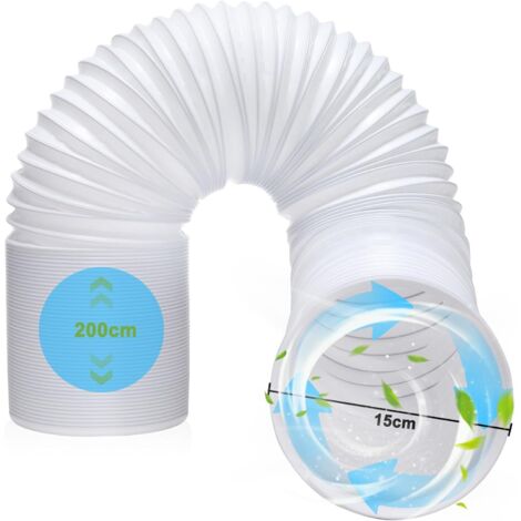 SPARES2GO Tubo flessibile in PVC per aria condizionata, tubo di sfiato universale, 15 cm, 6 m + 2 clip per tubi in acciaio