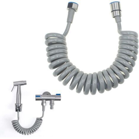 Tubo flessibile per doccia, telescopico in schiuma, a molla e retrattile - Tubo doccia da 2 m per doccetta, WC e bidet