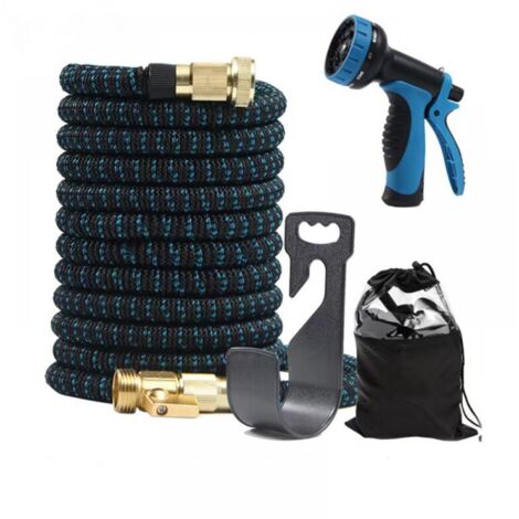 Tubo flessibile per irrigazione estensibile KZQ, 15 m, 50 piedi, 10 modalità, pistola per irrigazione retrattile, tubo flessibile per irrigazione per giardino, giardinaggio, irrigazione, pulizia, lava