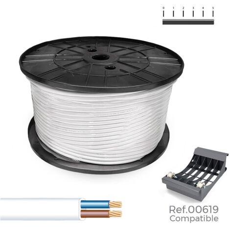 Tubo flessibile piatto h05vvh2-f 2 x 1,00 mm² bianco, 300 m. (bobina grande)