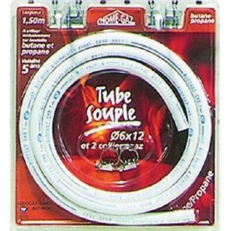 Tubo flexible de butano propano tubo Ø6/12 con abrazaderas Largo 1500mm