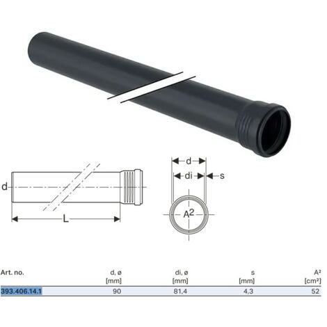 Tubo Geberit Silent-Pro con 1 bicchiere ø90 L.2000 mm 393.406.14.1