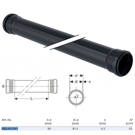 Tubo Geberit Silent-Pro con 2 bicchieri ø90 L.1000 mm 393.411.14.1