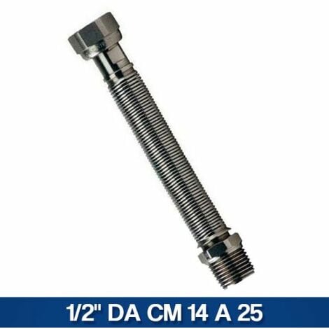 TUBO GIUNTO FLESSIBILE ESTENSIBILE ACCIAIO INOX PER ACQUA RISCALDAMENTO 11055V 1/2" DA CM 14 A 25 (23369)