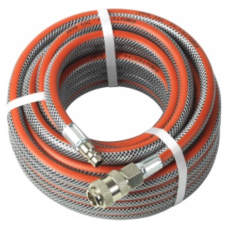 TUBO IN GOMMA RACCORDATO ARIA PNEUMATICO 10 M 13x8 mm ATTACCO RAPIDO COMPRESSORE