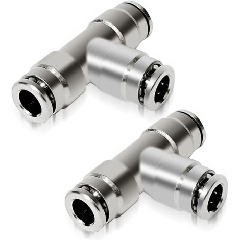 Tubo in ottone con diametro esterno di 1/4" (0,6 cm), raccordo per maglietta a 3 vie, raccordo per aria, raccordo per tubo a pressione, connettore rapido per aria, raccordo con bloccaggio a pressione 