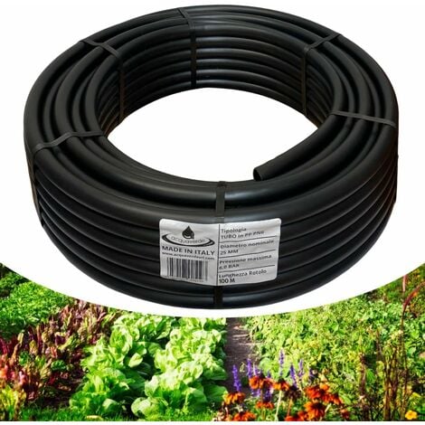 IRRITEC SPA Tubo in Polietilene Ø 25 mm. PN6, Matassa da 100 mt, ACQUAVERDE, Semi-Rigido a Bassa Densità PE-BD, per Irrigazione Campi, Orto e Giardino