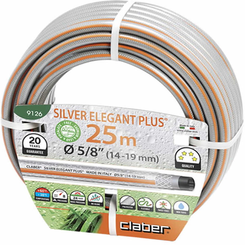 Tubo irrigazione silver elegant plus Claber 9126 diametro 5/8" metri 25 (14-19 mm)
