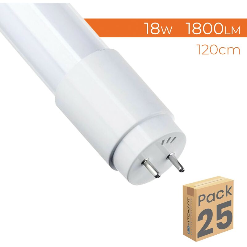 

Led Atomant Sl - Tubo LED 120cm 360º T8 G13 18W 1800LM Conexión un lateral. | Blanco Frío 6500K - Pack 25 Uds. - Blanco Frío 6500K