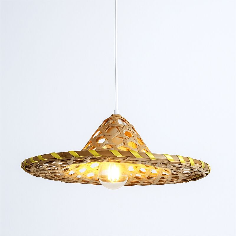 

Barcelona Led - Lámpara colgante de bamboo 'DIDO' | Blanco