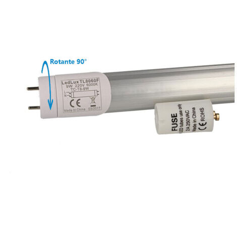 Tubo Led T8 G13 60cm 9W Bianco Freddo Testa Rotante Alimentazione da Un Lato SKU-652