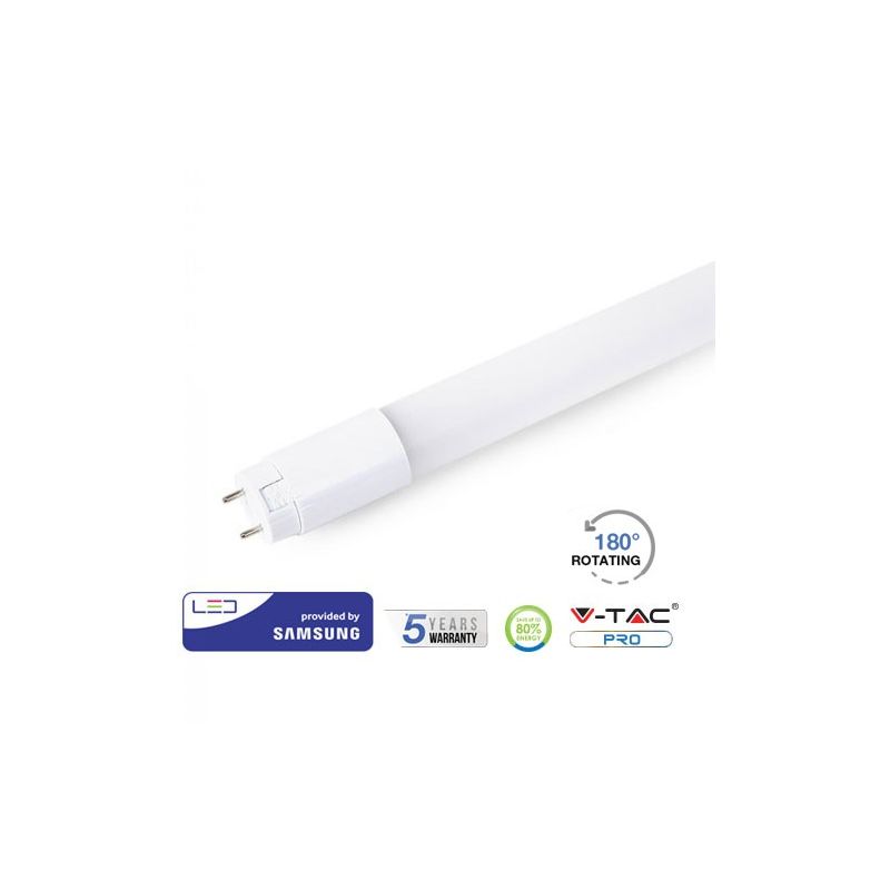 

Tubo LED T8 Samsung PRO 10W 160° 60cm. Nanoplástico Rotativo Temperatura de color - 4000K Blanco natural